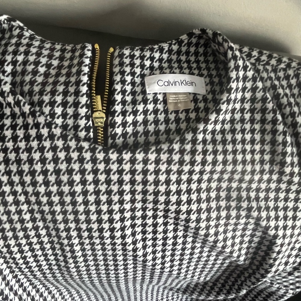 Calvin Klein Black and White Houndstooth Dress